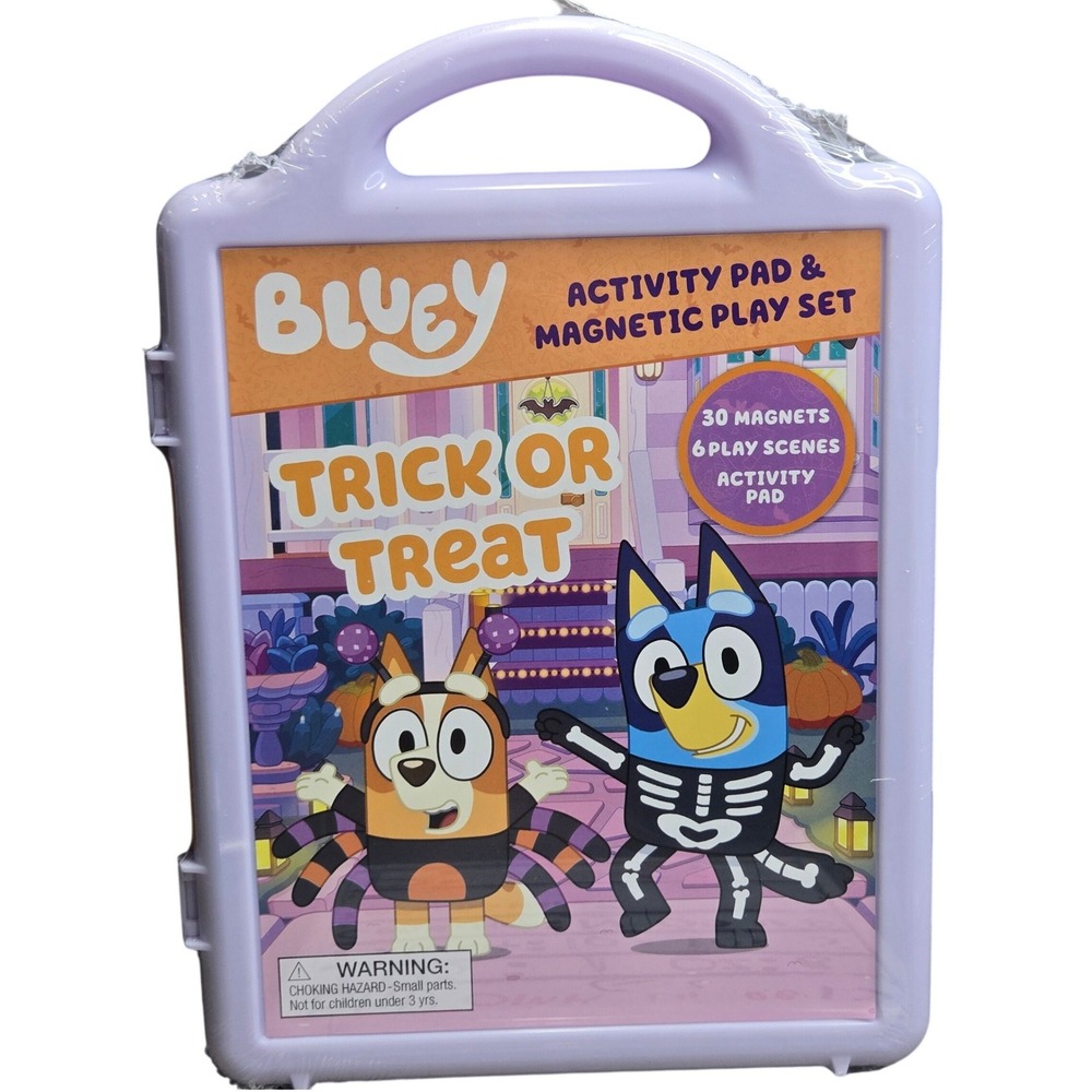 Bluey Trick Or Treat Halloween Activity Pad Magnetic Play Set Case 30 Magnet New